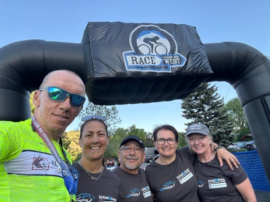 Marko with the crew at the finish line in Durango